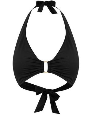 Ralph Lauren Ring-Front Halter Bikini Top - Black