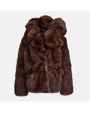 Prada Classic Metal Hardware Shearling Jacket - Brown