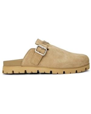 Prada Sabot Mule Flat Mules - Natural