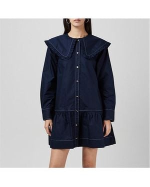 Ganni Collar Shirt Dress - Blue