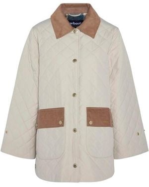Barbour Corinne Corduroy Trim Long Sleeve Quilted Jacket - Grey