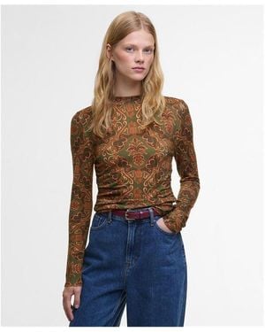 BARBOUR X FARM RIO Luanna Long-Sleeve T-Shirt - Brown