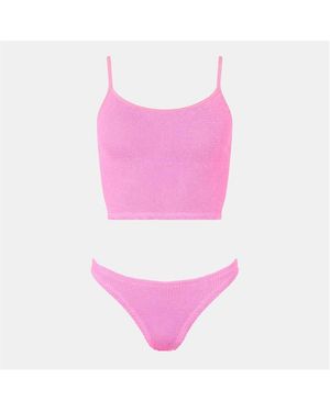 Hunza G Crinkle Uv-Protective Quick-Drying Bikini Sets - Pink