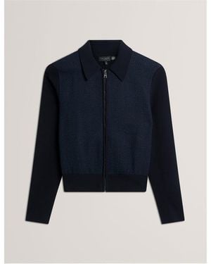 Ted Baker Knitted Zipped Cardigan - Blue
