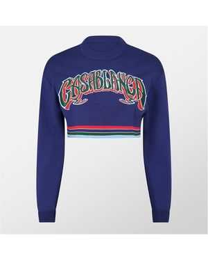 CASABLANCA Baseball Relaxed Fit Crew Sweatshirt - Blue