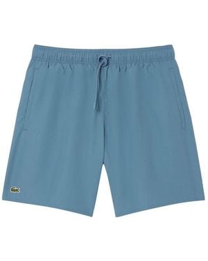 Lacoste Mid-Length Monochrome Swim Trunks - White