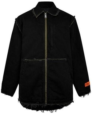 Heron Preston Rebuilt Denim Long Sleeve Field Jacket - Black