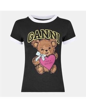 Ganni Ringer Baby Tees - Black