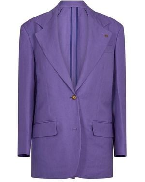 Versace Wool And Linen Blazer - Purple