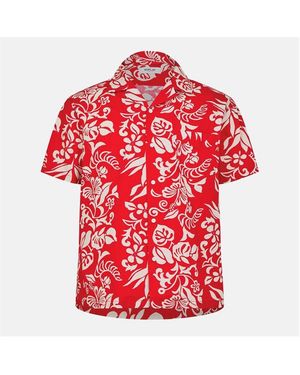 Replay Hawaiian Short Sleeve Patterned Shirt - Red