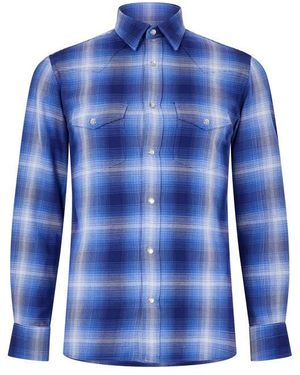 Tom Ford Western Long Sleeve Patterned Shirt - Blue
