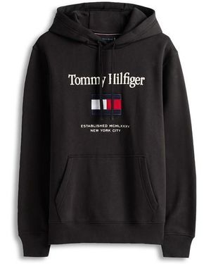 Tommy Hilfiger Embro Flag Pull Over Hoodie - Black