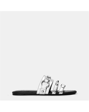 Balenciaga Bal City Slide Flat Sandals - White