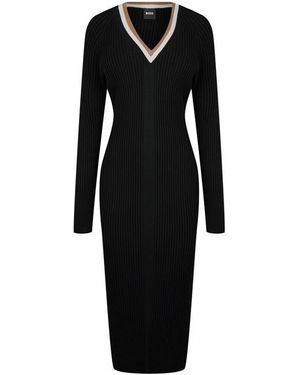 BOSS Ficina Knitted Dress, Figure-Flattering Design - Black