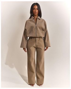 Mars the Label Suede Straight Leg Trousers - Natural