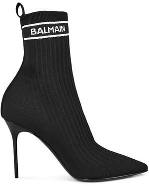 Balmain Pb Monogram Skye Knit Ankle Boots - Black
