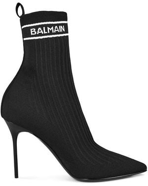 Balmain Pb Monogram Skye Knit Ankle Boots - Black