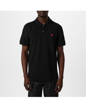 McQueen Embroidered Skull Polo Shirt - Black