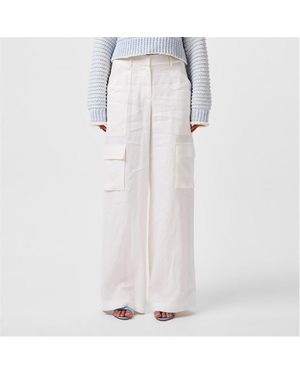 LoveShackFancy Pora Linen Cargo Trousers - White