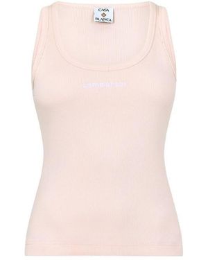 CASABLANCA Cotton Ribbed Slim-Fit Racer-Back Vest - Pink