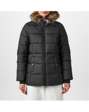Barbour Midhurst Quilted Faux Fur Hood Short Puffer Jacket - Black