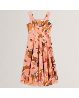 Ted Baker Print Midi Boho Dress - Orange