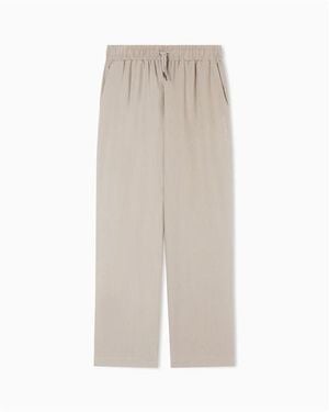 Emporio Armani Beachwear Straight Leg Trousers - Natural