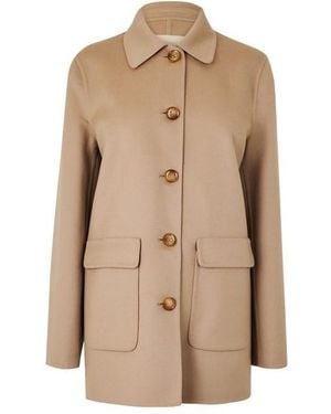 Valentino Val Copact Drap Coat Ld63 - Natural