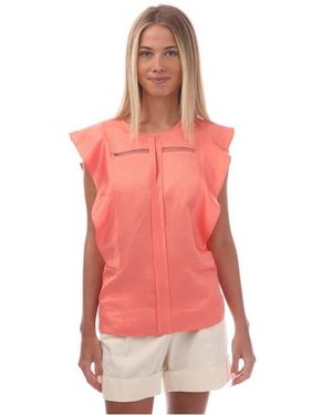 BOSS Bileina Flutter Sleeve Blouse - Pink