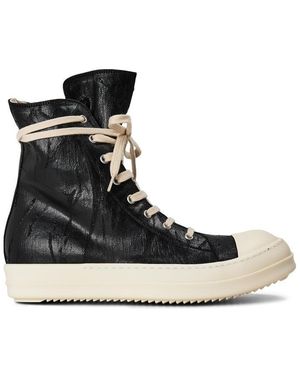 Rick Owens Megacrust Japanese Denim High Sneaks - Black