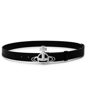 Vivienne Westwood Small Line Orb Leather Belt - Black