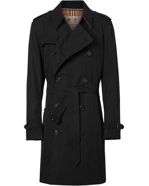 Burberry Kensington Cotton Water Resistant Long Sleeve Trench Coat - Black
