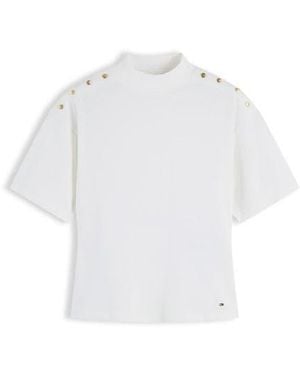 Tommy Hilfiger Button Cotton Short-Sleeve Henley T-Shirt - White