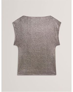 Ted Baker Metallic Short Sleeve Slim Fit T-Shirt - Grey