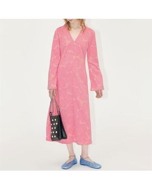 Stine Goya Long Sleeve V Neck Dress - Pink