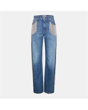 Stella McCartney High Waisted Edge Detail Wide Leg Jeans - Blue