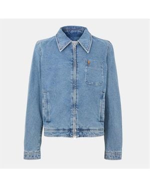 Ami Paris Structured Fit Denim Jacket - Blue