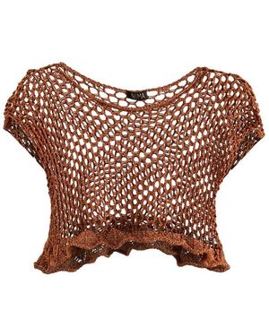 NIMA LIMINAL KNITTING Crop Cut Out Top - Brown