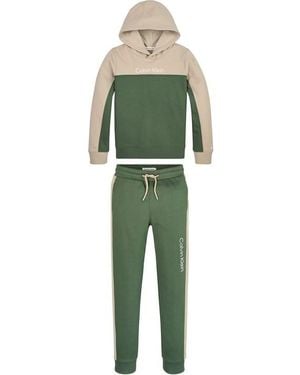 Calvin Klein Colour Block Terry Hoodie Set - Green