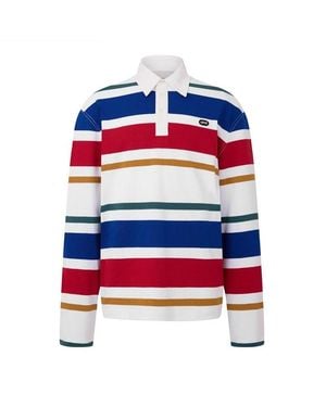 Ami Paris Multicoloured Striped Longsleeve Polo Shirt - Blue