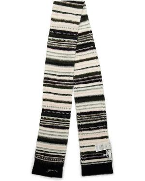 Ganni Stripe Midweight Scarf - Black