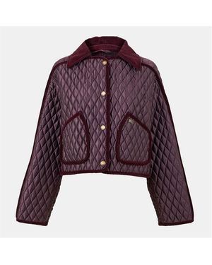Burberry Floriston Diamond Quilted Structured Jacket - Purple