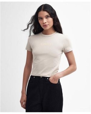 Barbour Reign Cropped T-Shirt - Natural