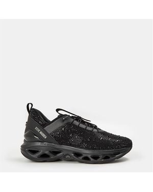 Steve Madden Surge 2R Lace-Up Textured Platform Trainers - Black