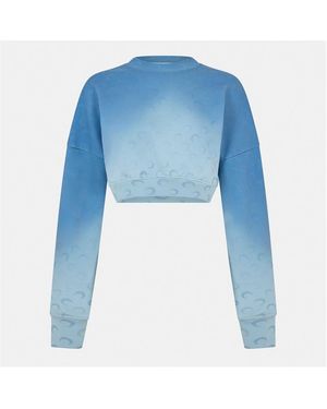 Marine Serre Moon Crescent Motif Relaxed Fit Crew Sweatshirt - Blue
