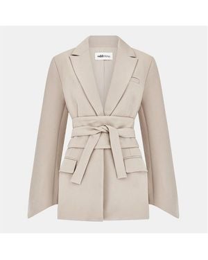 Odd Muse Belted Long Sleeve Blazer - Natural