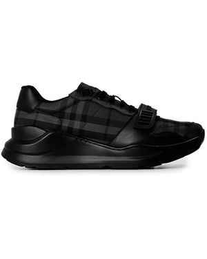 Burberry Regis Check Cotton Trainers - Black