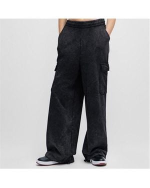 HUGO Naritima Relxaed-Fit Cargo Tracksuit Bottoms - Black