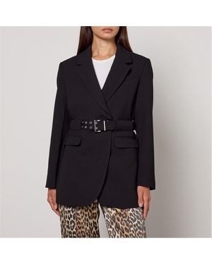 Ganni Crepe Belt Blazer - Black
