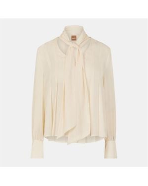 BOSS Bijulia Long Sleeve Blouse - Natural
